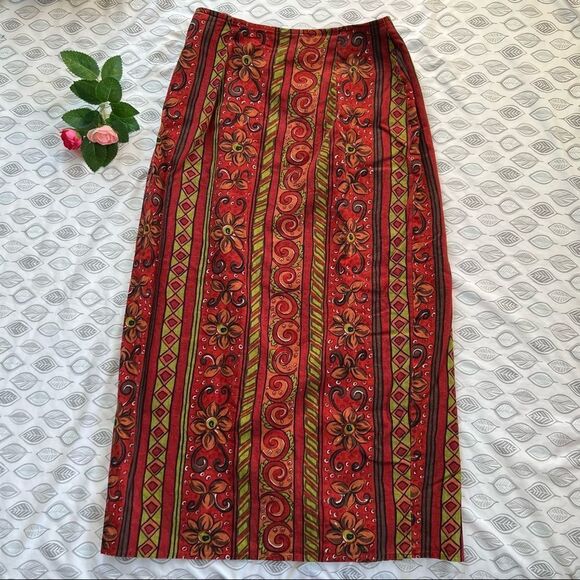 VINTAGE Express Compagnie Internationale Linen Blend Wrap Skirt Size 7/8 - Picture 2 of 10